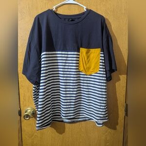 Shein Curve Blue Stripe Top Plus Size